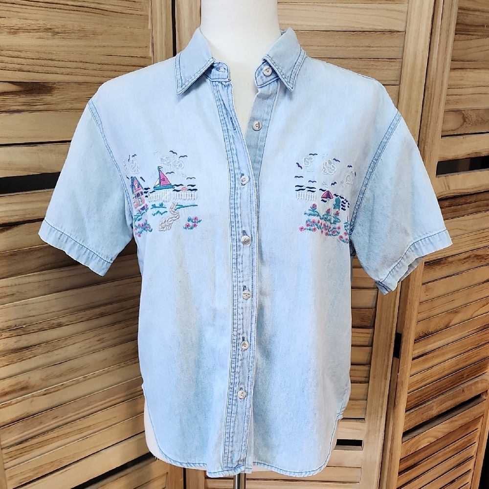 Northern Reflections Denim Blue Embroidered Shirt